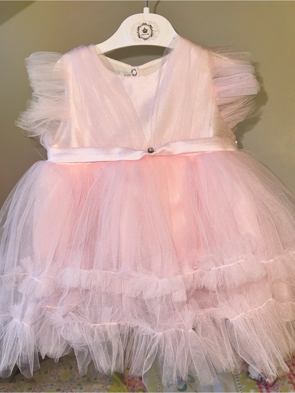 Beau Kids 12M Beautiful Special Occasion Pink Tulle Baby Girls' Dress